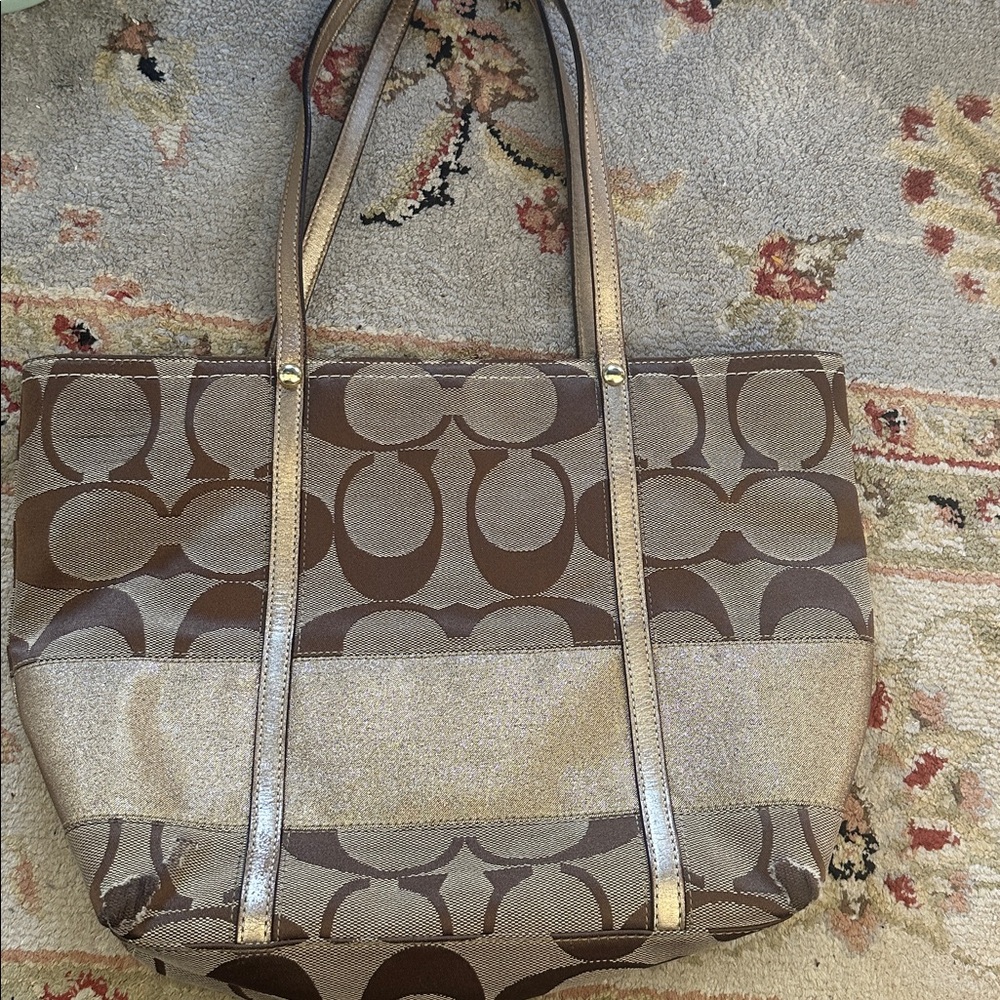 Coach Brown and Gold Tote Bag Rehab Project